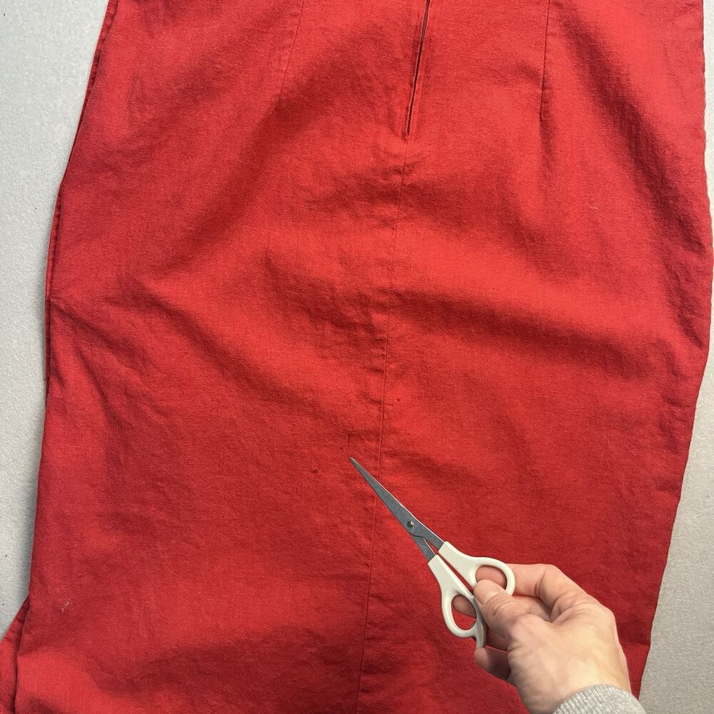 Vintage Olivia Rose Red Linen Lagenlook Side Slit Button-Down Maxi Dress, Sz 18 - Picture 7 of 10